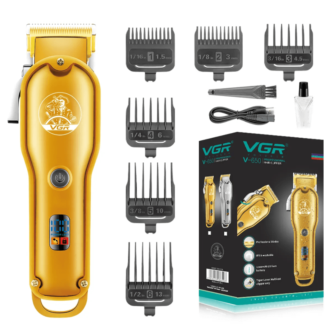 V-650 Professional Rechargeable Hair Clipper | LCD Display Barber Trimmer for Men
