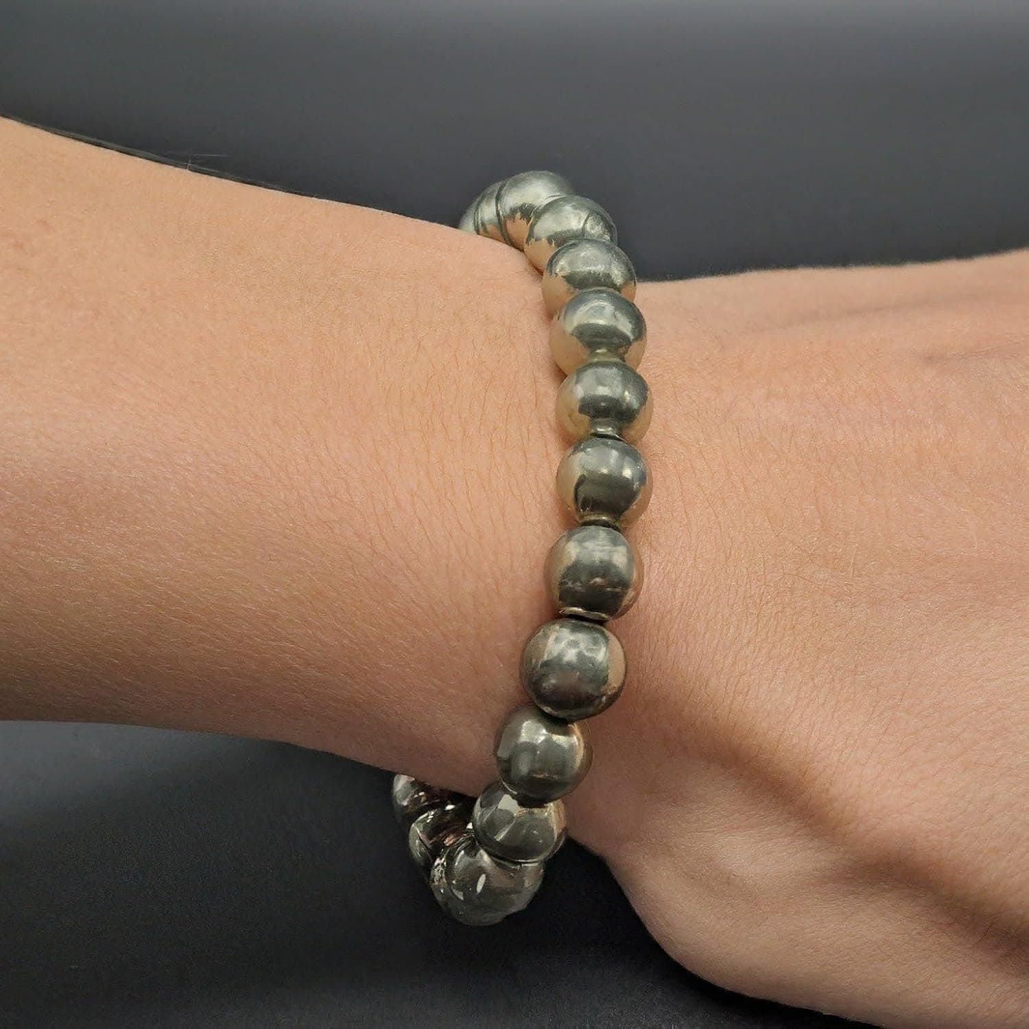 Natural Pyrite Healing Crystal Bracelet | 8–8.5mm Round Beads | Stretchable Jewelry for Prosperity, Confidence & Protection - Multicolor