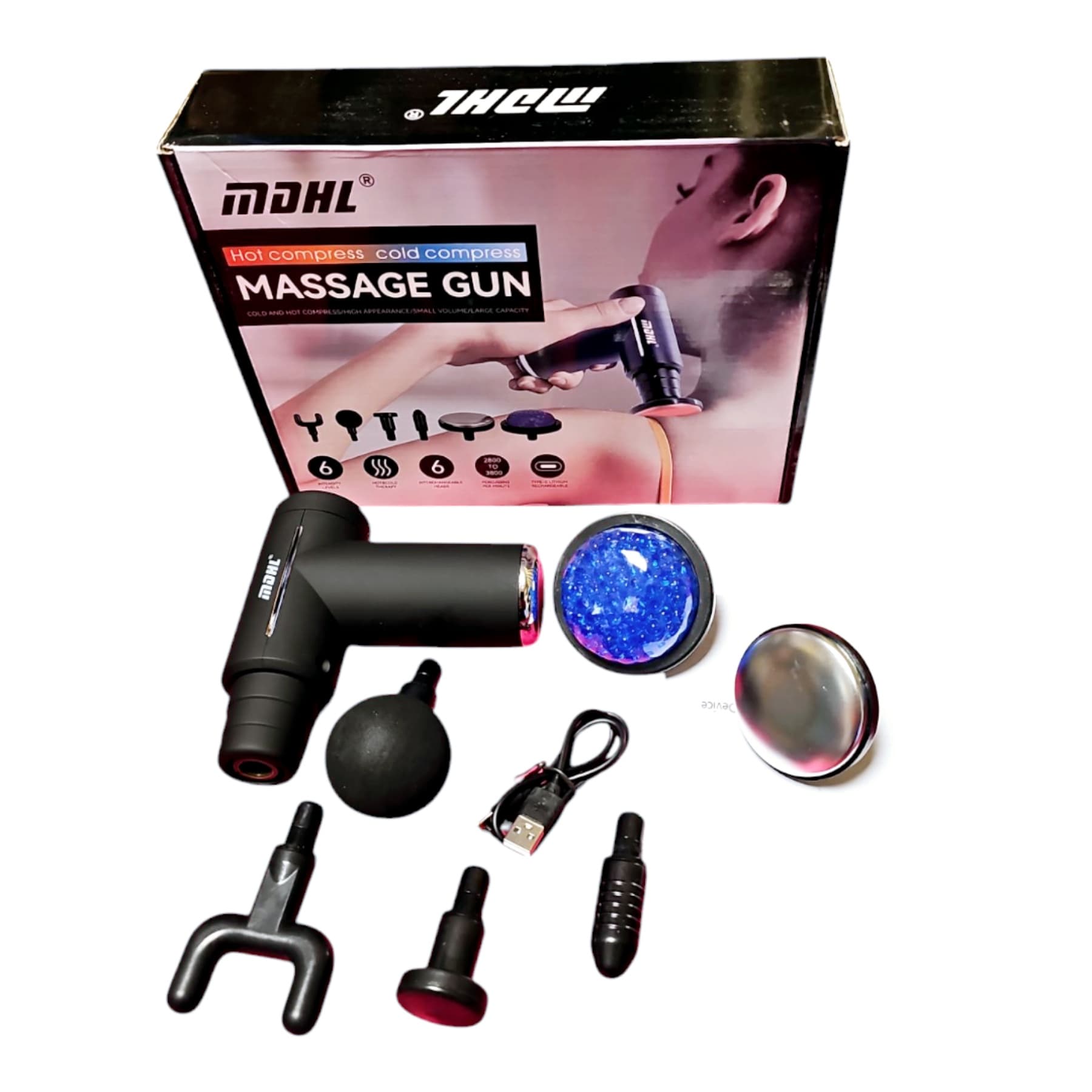 Massage Gun 6-Gear Hot & Cold Deep Tissue Recovery Massager with Smart Touch Sensor - Multicolor