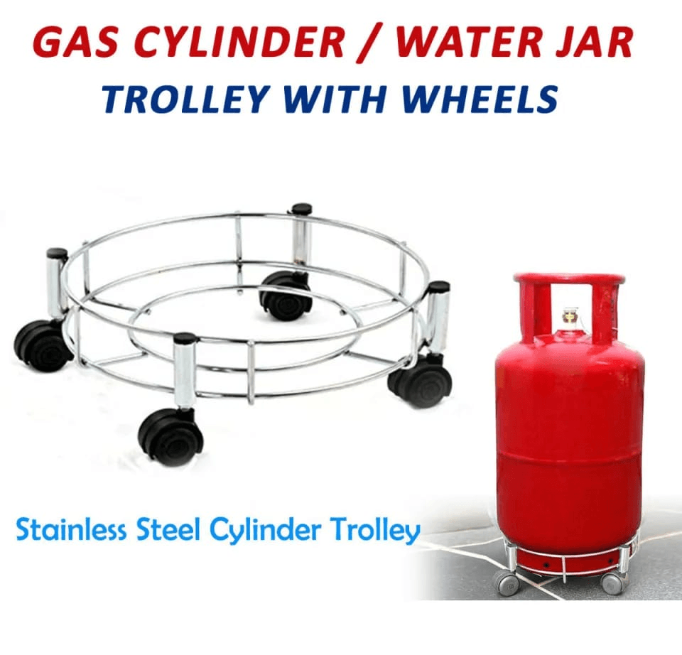 Stainless Steel Gas Cylinder Trolley - Multicolor