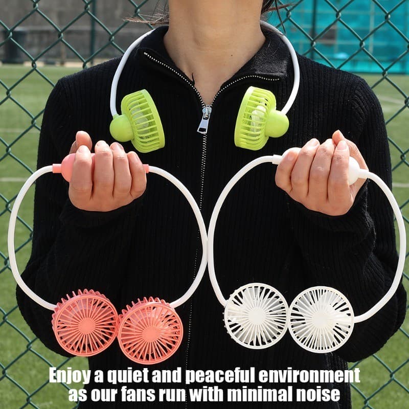 Best Quality Durability USB Charging Hanging Neck Electric Fan Dual Speeds - Multicolor