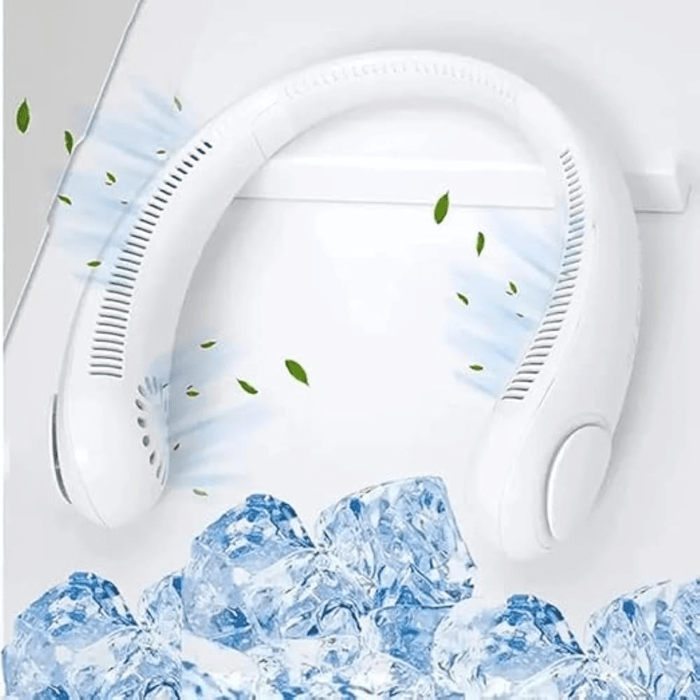 USB Powered Hands-Free Bladeless Portable Neck Fan - White