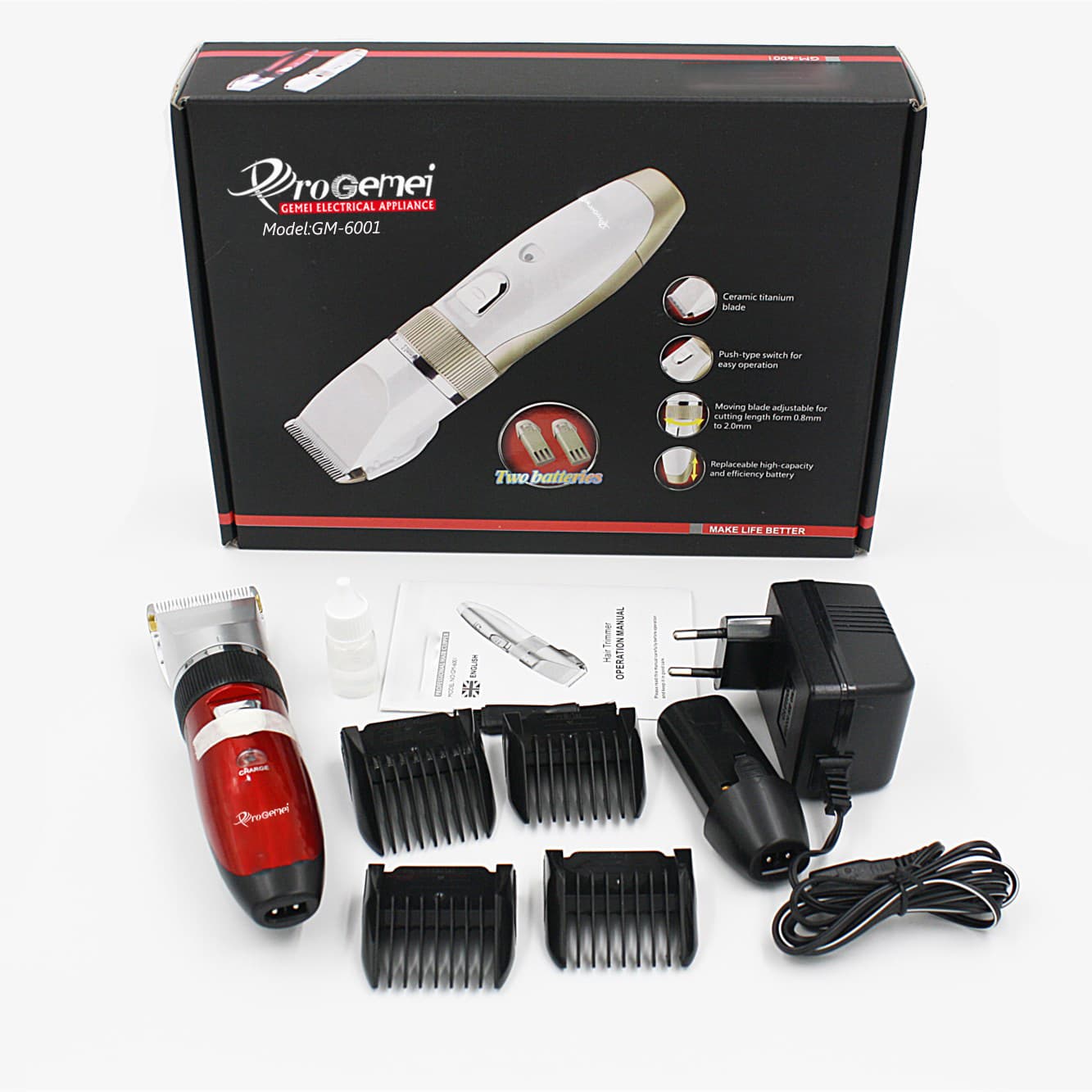 PROGEMEI 6001 Electric Hair Clipper Ceramic Razor
