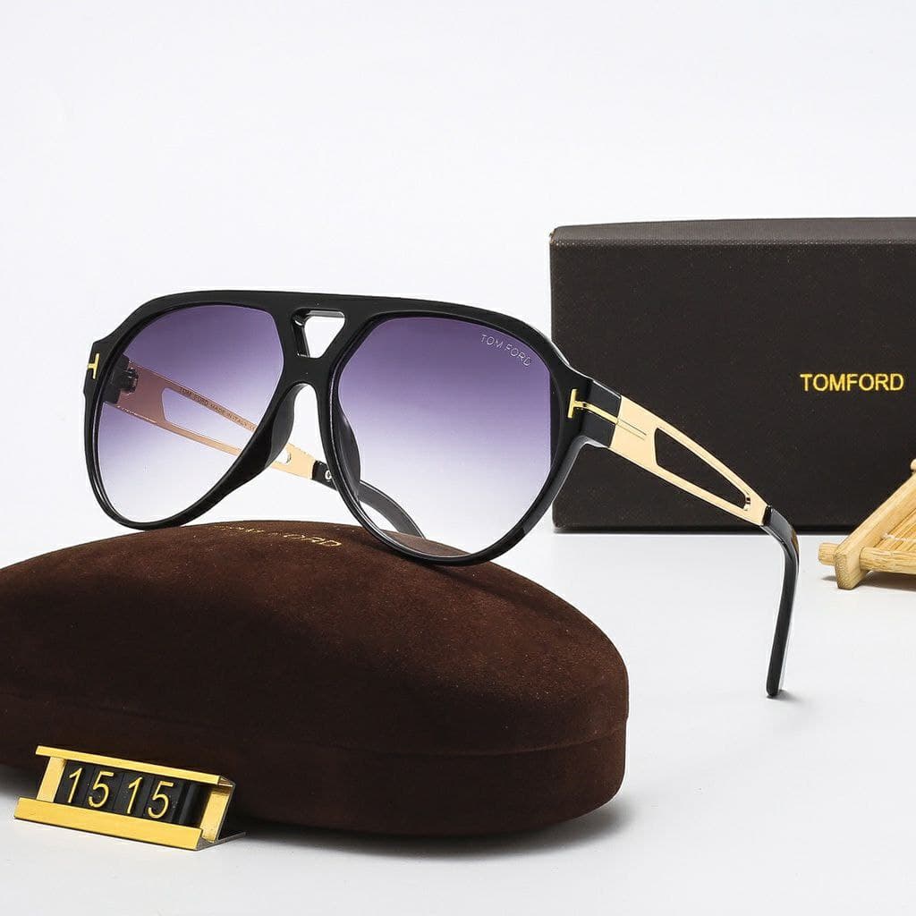 Classic Metal T Men's Sunglasses Oversized Vintage Pilot Look Black/Gold Frame With Blue/Grey Glasses