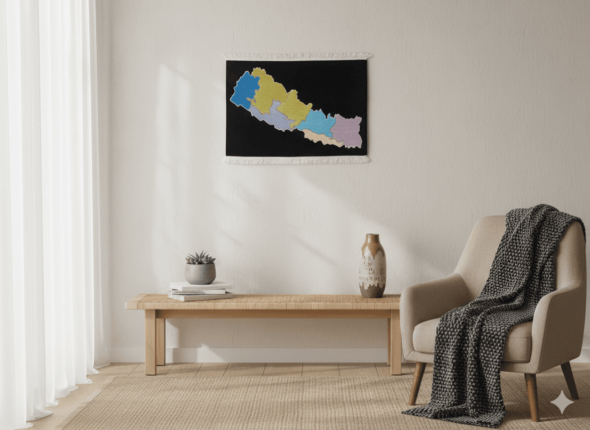Handknotted Nepali Wall Hanging Carpet – 100 Knots, 90x60 cm (2.95 x 1.97 ft)