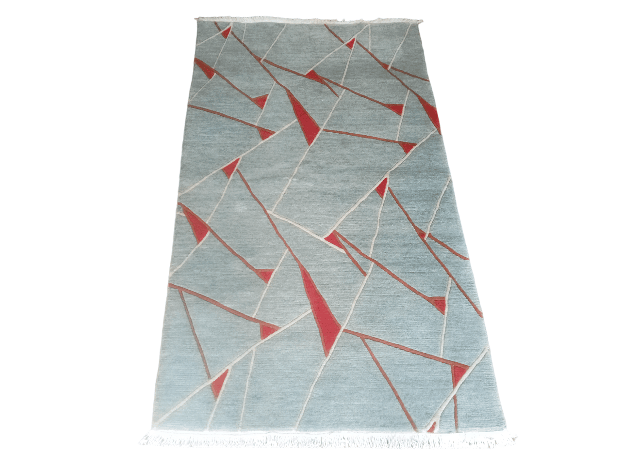 Handknotted/Handmade Nepali Woolen Carpet 60 Knots 94 Cm x 164 Cm (3.08 Ft x 5.38 Ft) - Sky Blue