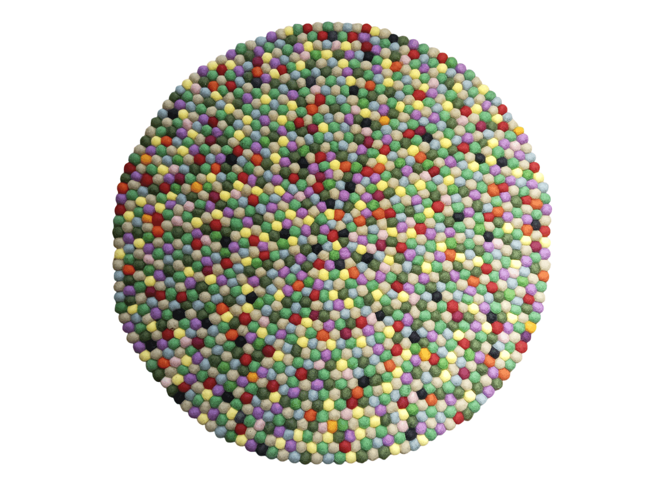 Green Color 100 Cm x 100 Cm Round Felt Ball Carpet For Home/Office