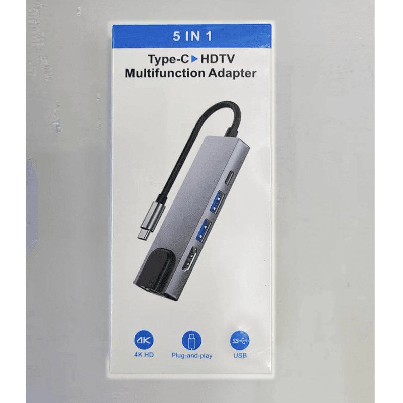 5 in 1 Type C Hub Multifunctional HDMI Adapter - (Silver)