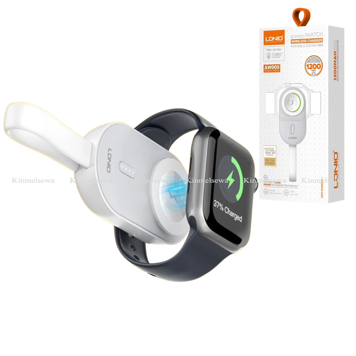 LDNIO AW005 2-in-1 Magnetic Wireless Charger & Power Bank – 1200mAh, USB-C Keychain, Smartwatch, Fast Charging Pad
