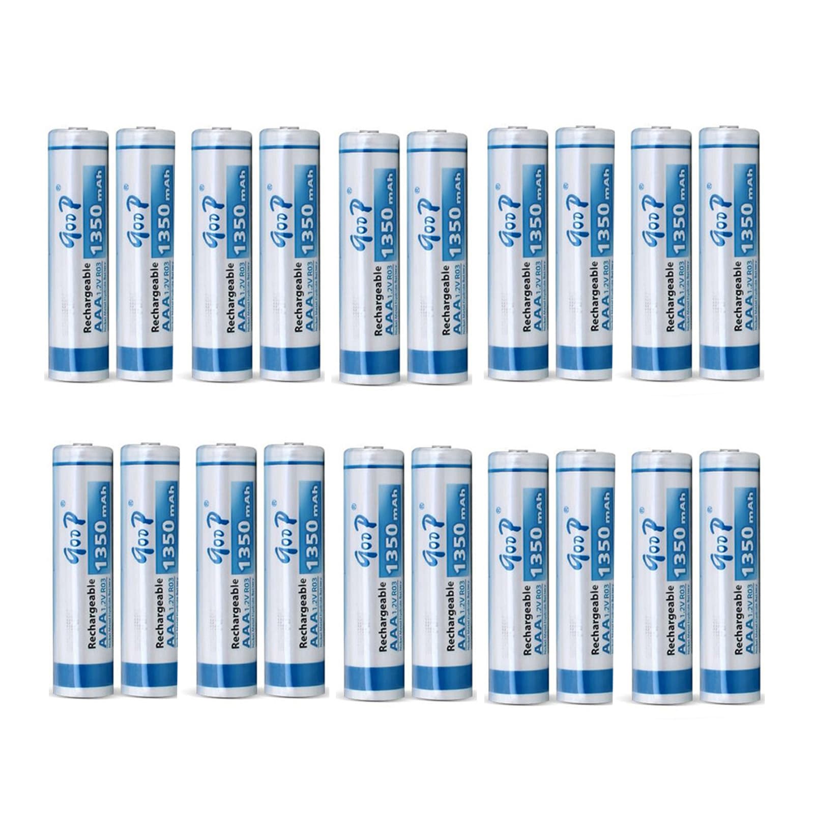 Goop AAA 1350mAh 1.2V Rechargeable Batteries 20-Pack for Electronics & Toys