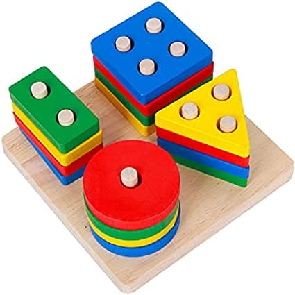 Montessori Wooden Shape & Counting Stacking Toy Set for Toddlers