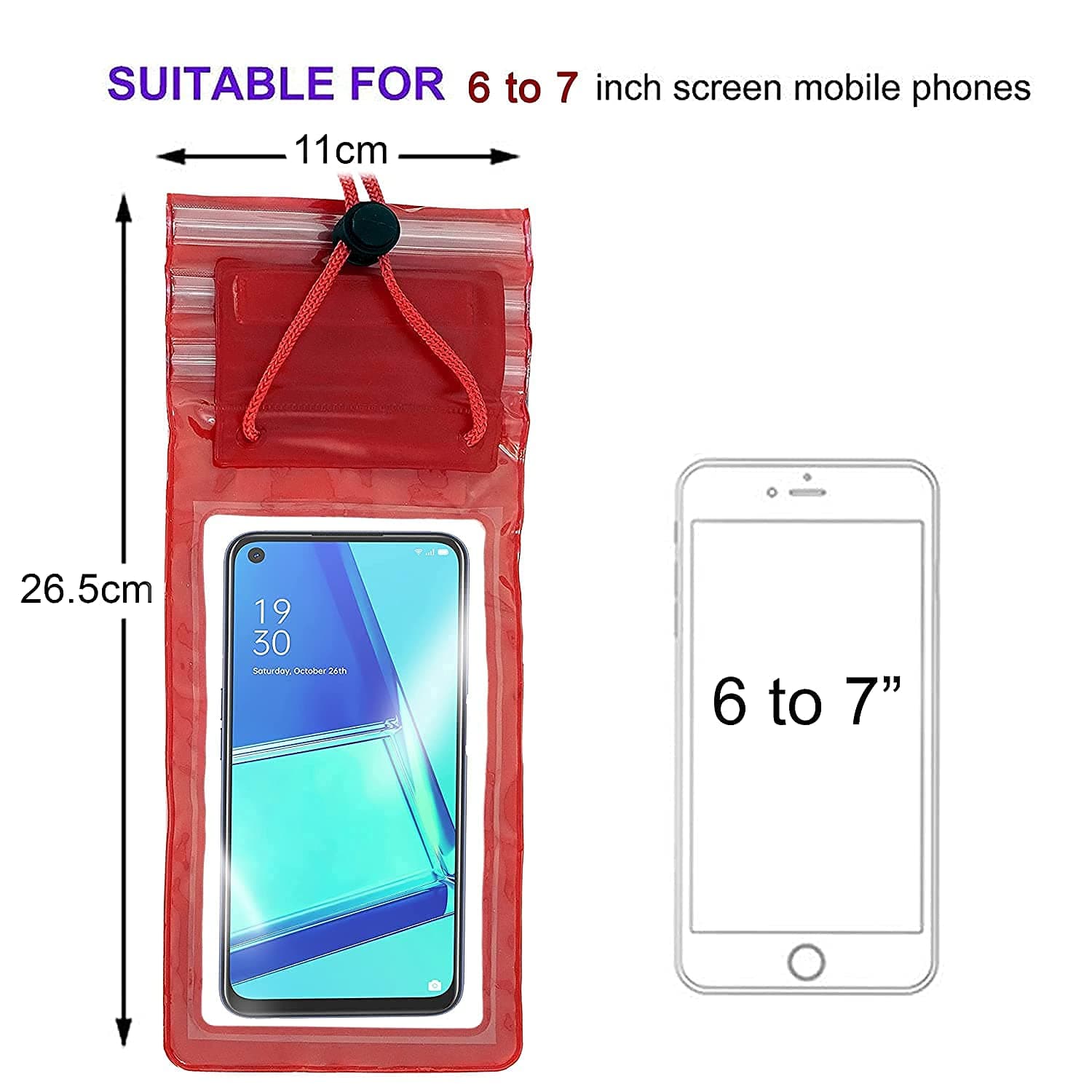 Waterproof PVC Mobile Pouch – Transparent Rainproof Case for Phones up to 7"