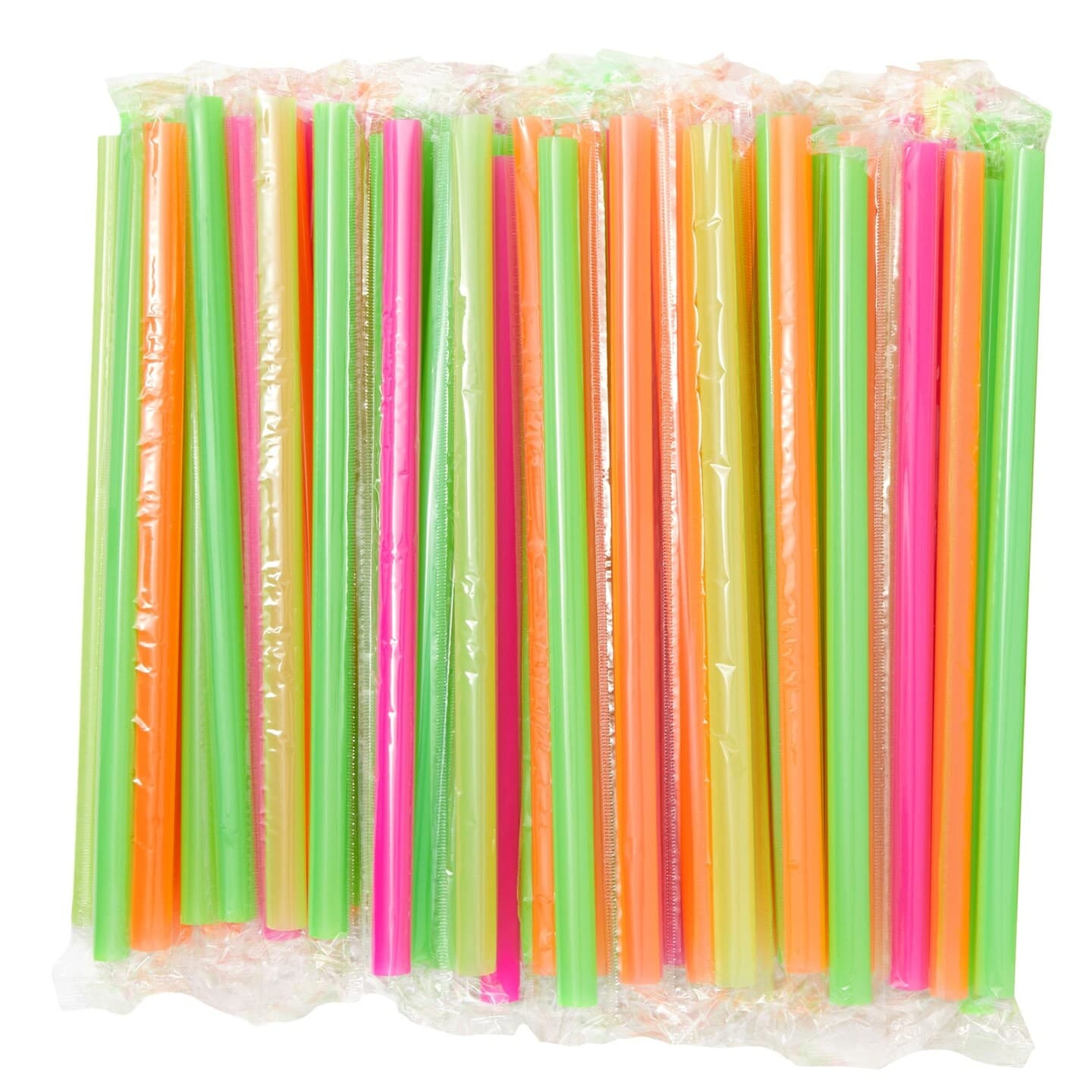Pack of 100 Big Jumbo Size Plastic Bubble Tea Boba Thick Shake Milkshake Wide Mouthed Straw Multicolored
