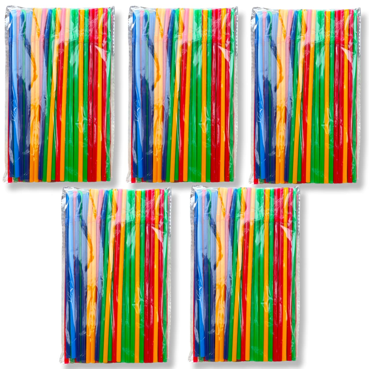 Disposable Multicolor Plastic Drinking Straw - Pack Of 5