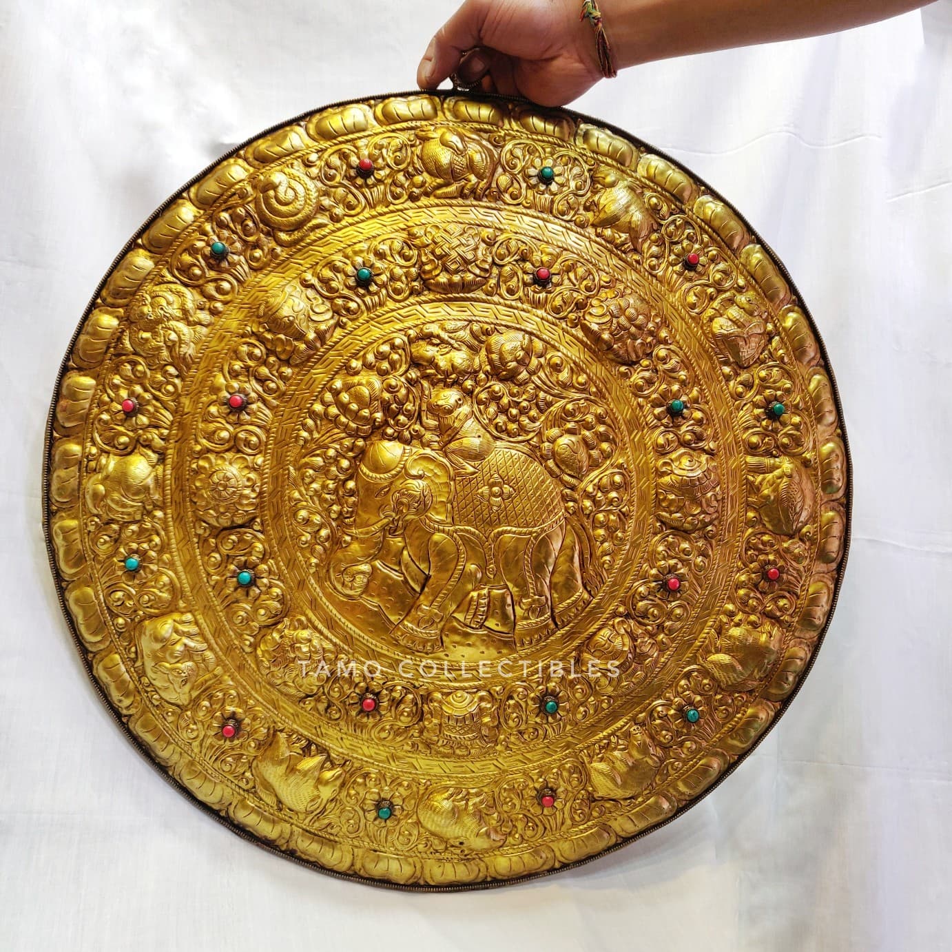 Brass Elephant Wall Hanger Round 24" 