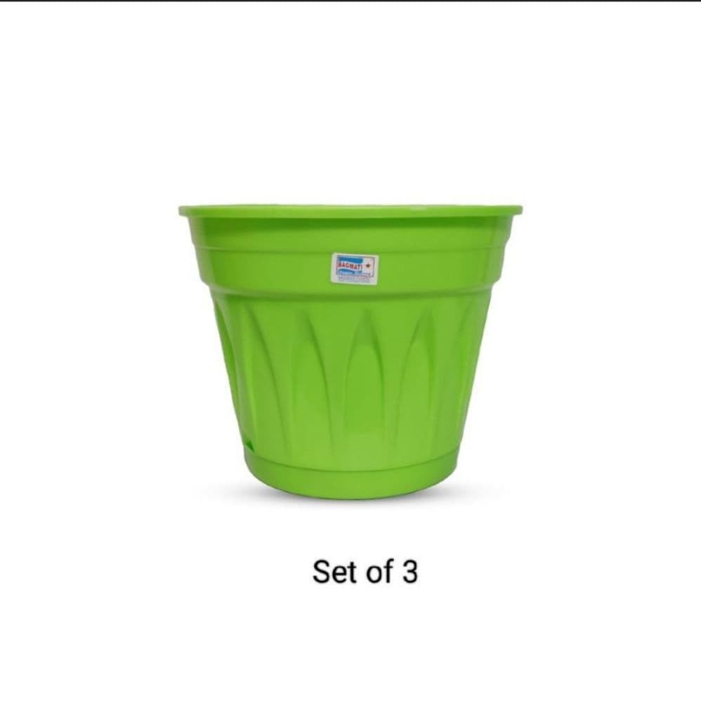 Green Color Of Bagmati Elegant Planter With plate 9 Inches Set Of 3