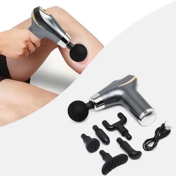 Compact Handheld Massager – 6 Heads, Cordless & Rechargeable Deep Muscle Relief