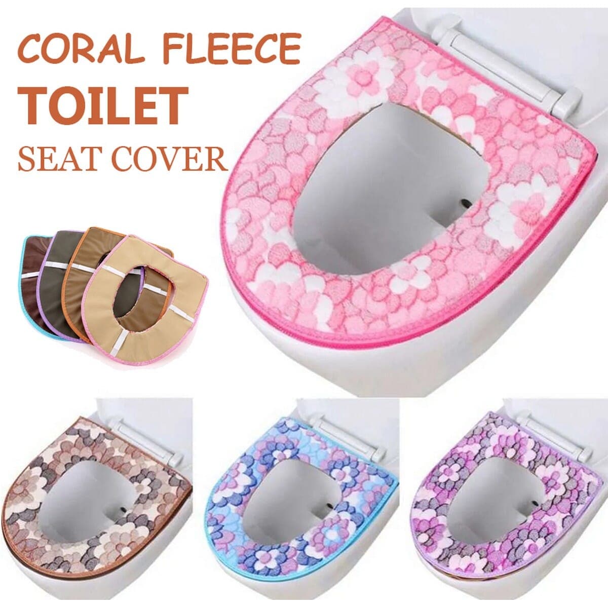Coral Fleece Toilet Seat Cover - Multicolor