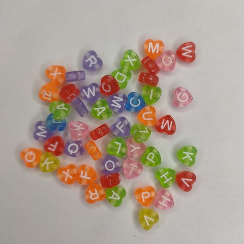 Transparent Alphabets Mixed Beads 50 Grams - Multicolor