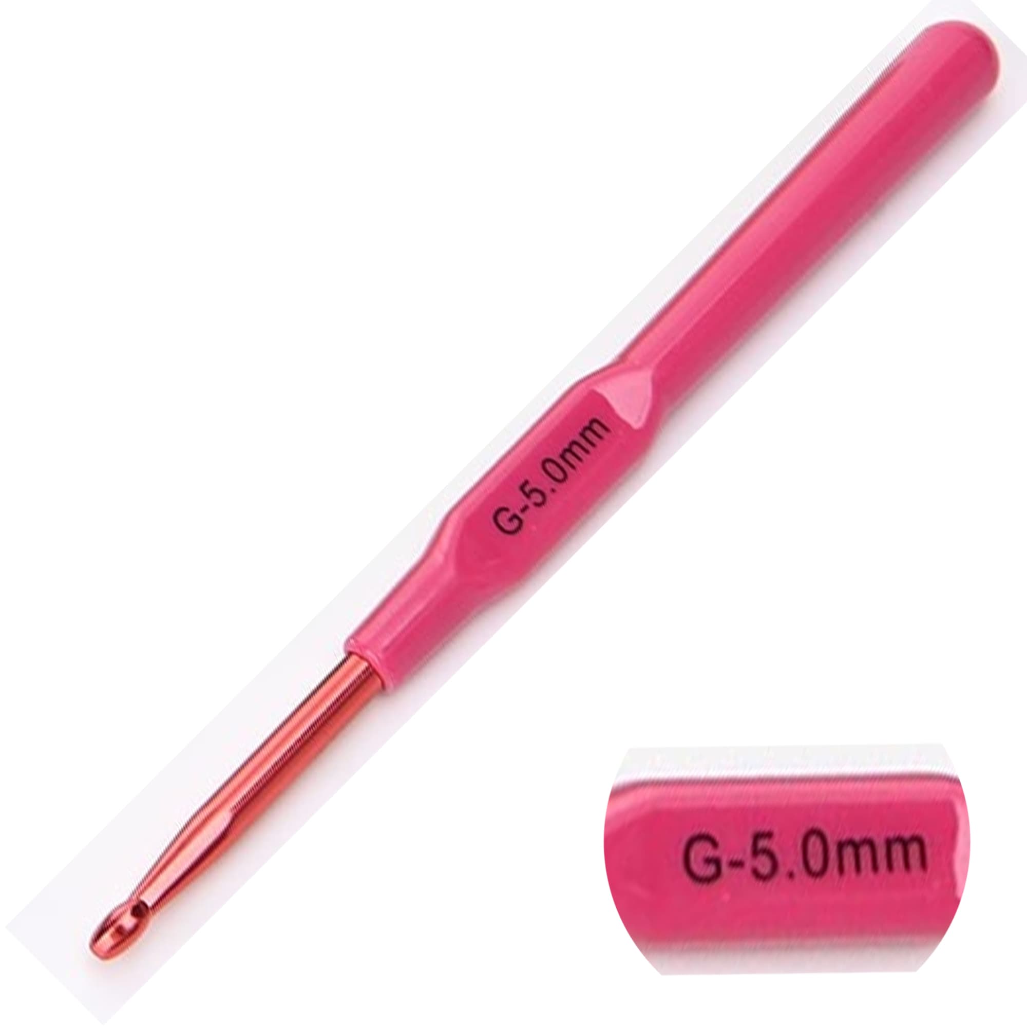 5mm Aluminium Crochet Hook with Plastic Handle - Blush Pink