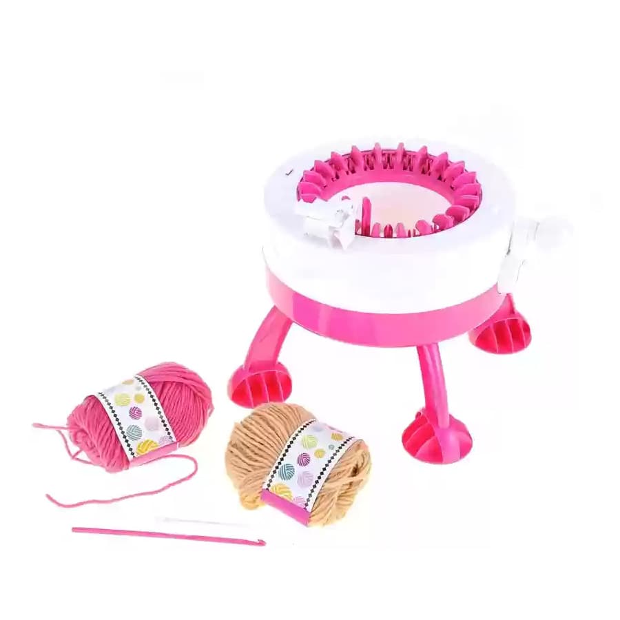 20-Needle Pink White Circular Hand Knitting Machine