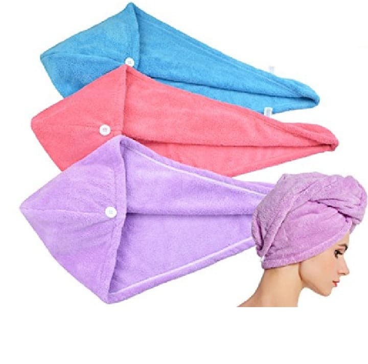 Microfiber Quick Dry Hair Turban for Curly, Long & Thick Hair - Multicolor