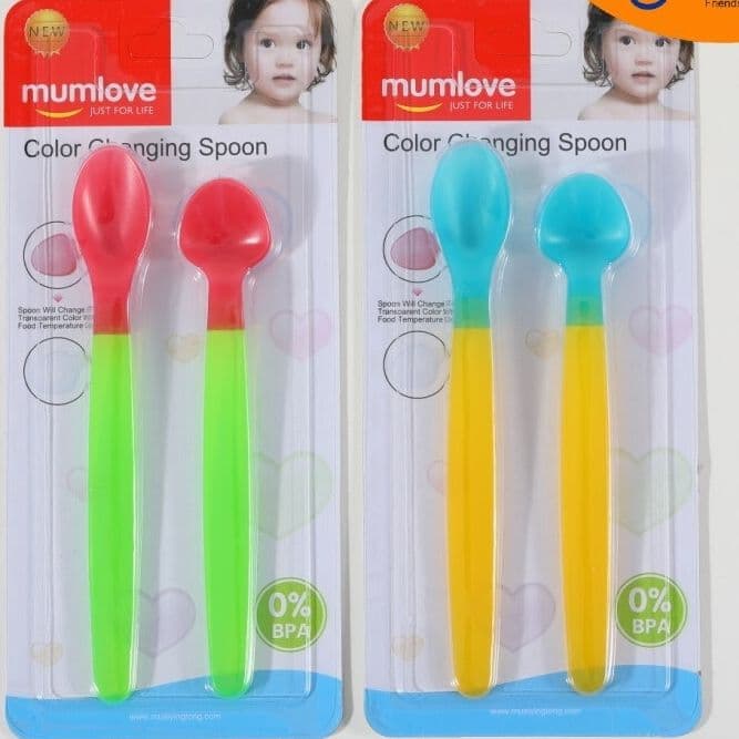 2pcs Baby Temperature Spoon, Color Changing Soft Silicone for Newborn Feeding
