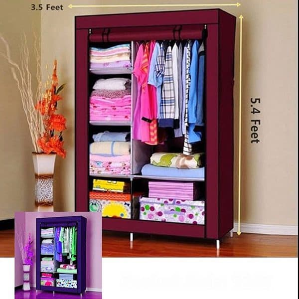 2 Door Multi-functional Storage And Portable Wardrobe