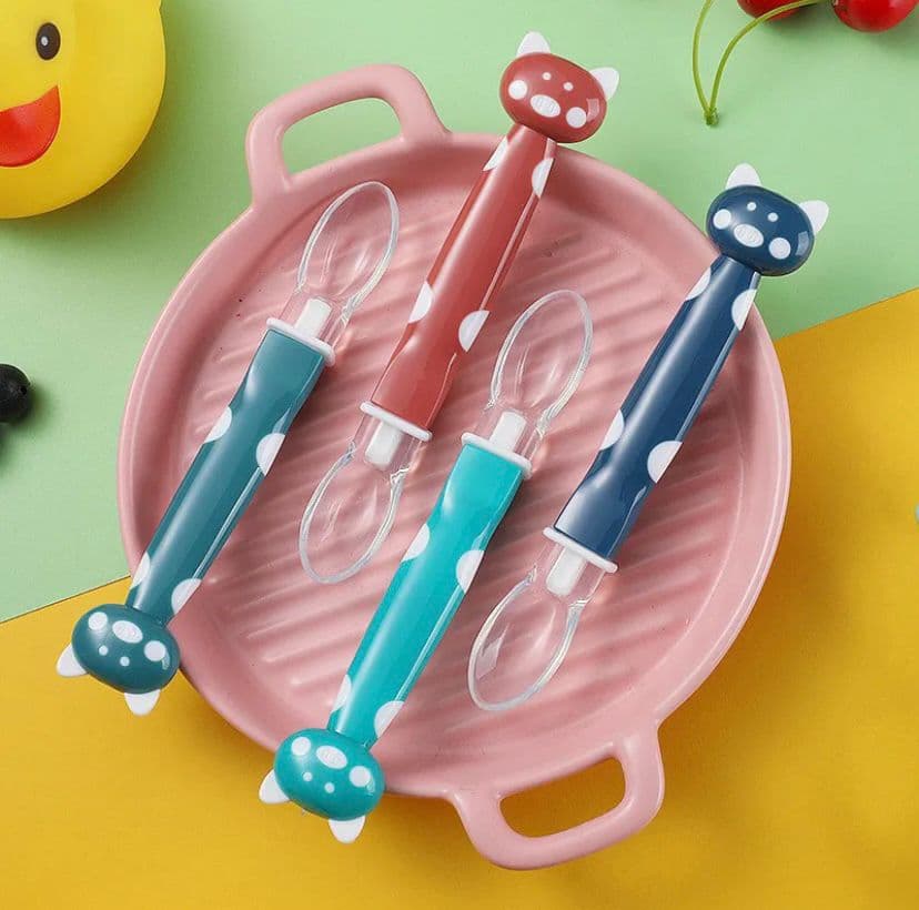 Cute Cartoon Baby Feeding Spoon - Multicolor
