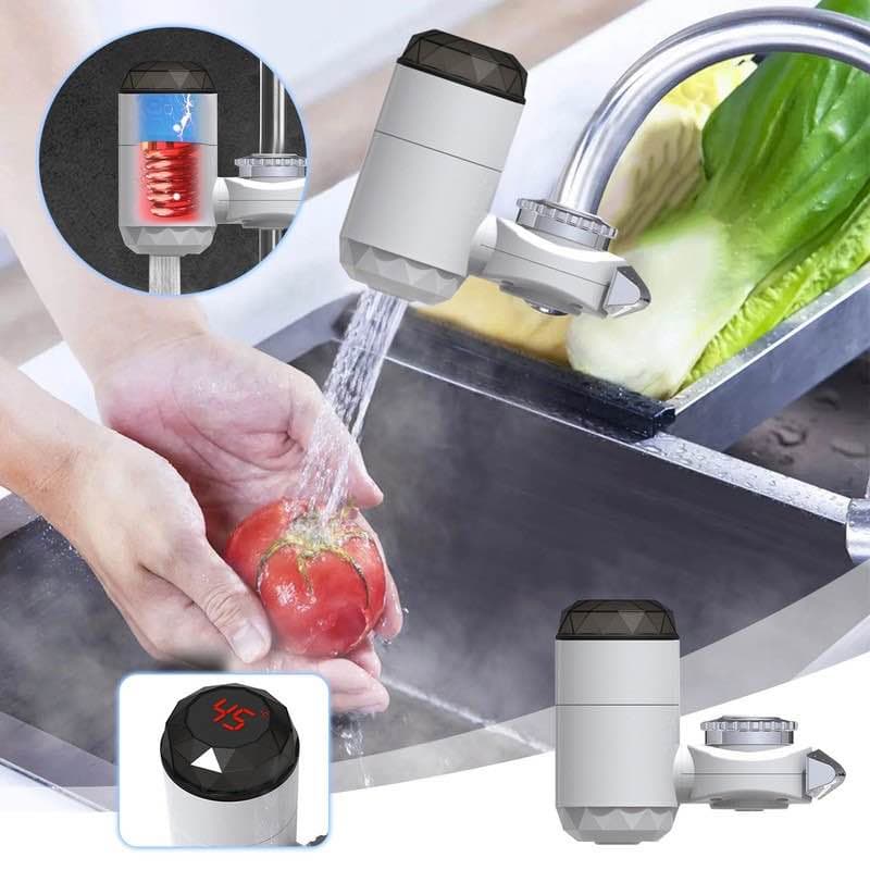 Electric LED Heating Faucet – Hot & Cold Tap - White