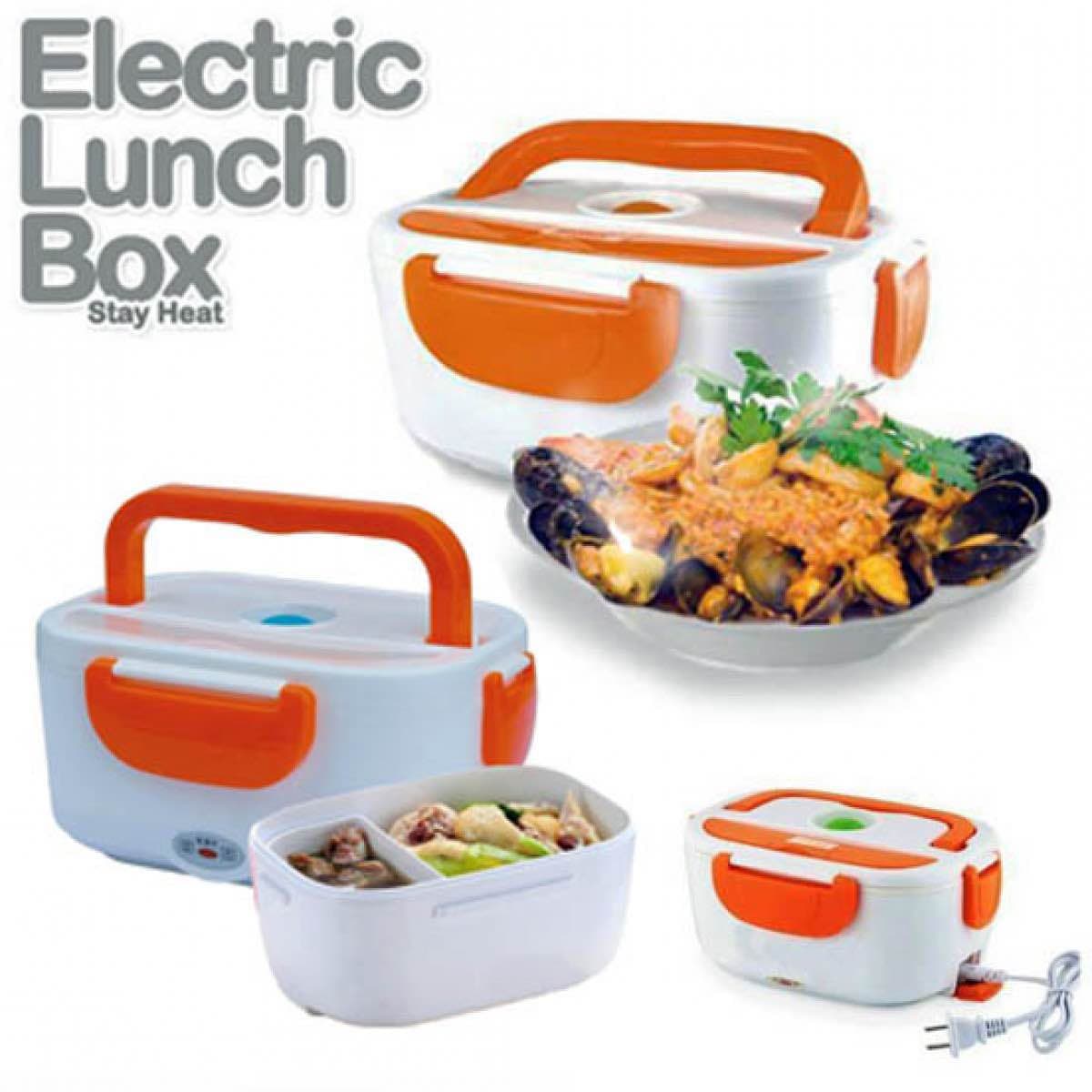 2-in-1 Electric Heating Lunch Box 40W with Spoon & Dual Compartments