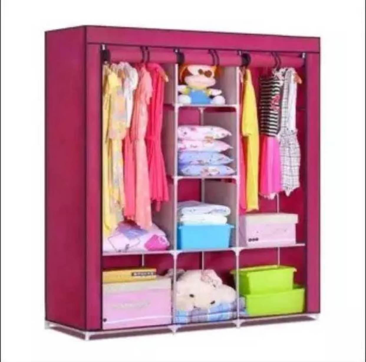 Movable Folding Wardrobe Daraz ( 130 X 45 X 175 Cms ) - Multicolor