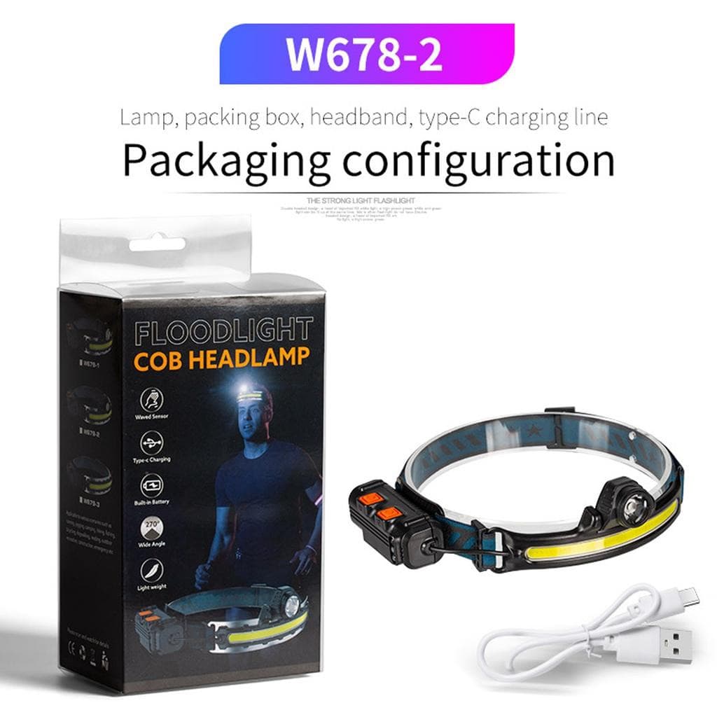 Floodlight Cob Headlamp W678-2 -  Black