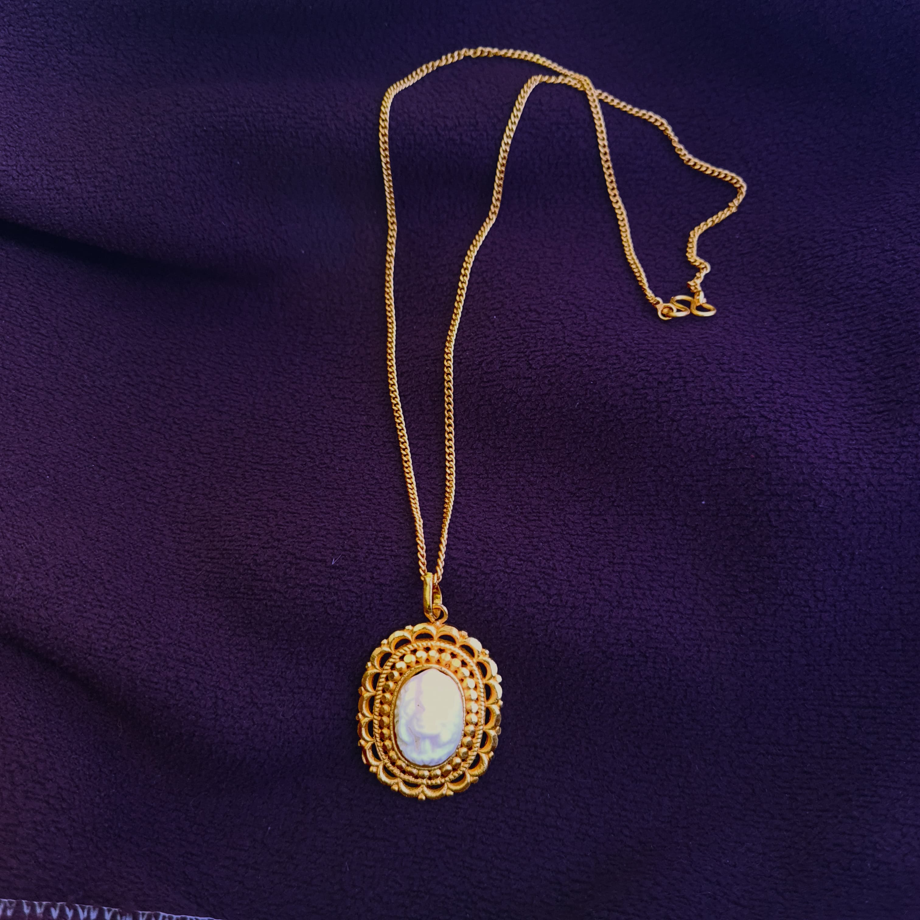 24K Gold Plated Ganesh Pendant With 20-Inch Chain | White & Golden Muga Locket Necklace For Women - 55 CM