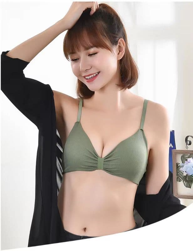 3pcs French Triangle Cup Bra – Seamless Ice Silk, Thin Strap, Beautiful Back Tube Top - Multicolor - One size