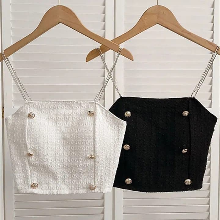 Floral Button Tank – Black & White, Free Size Women’s Top