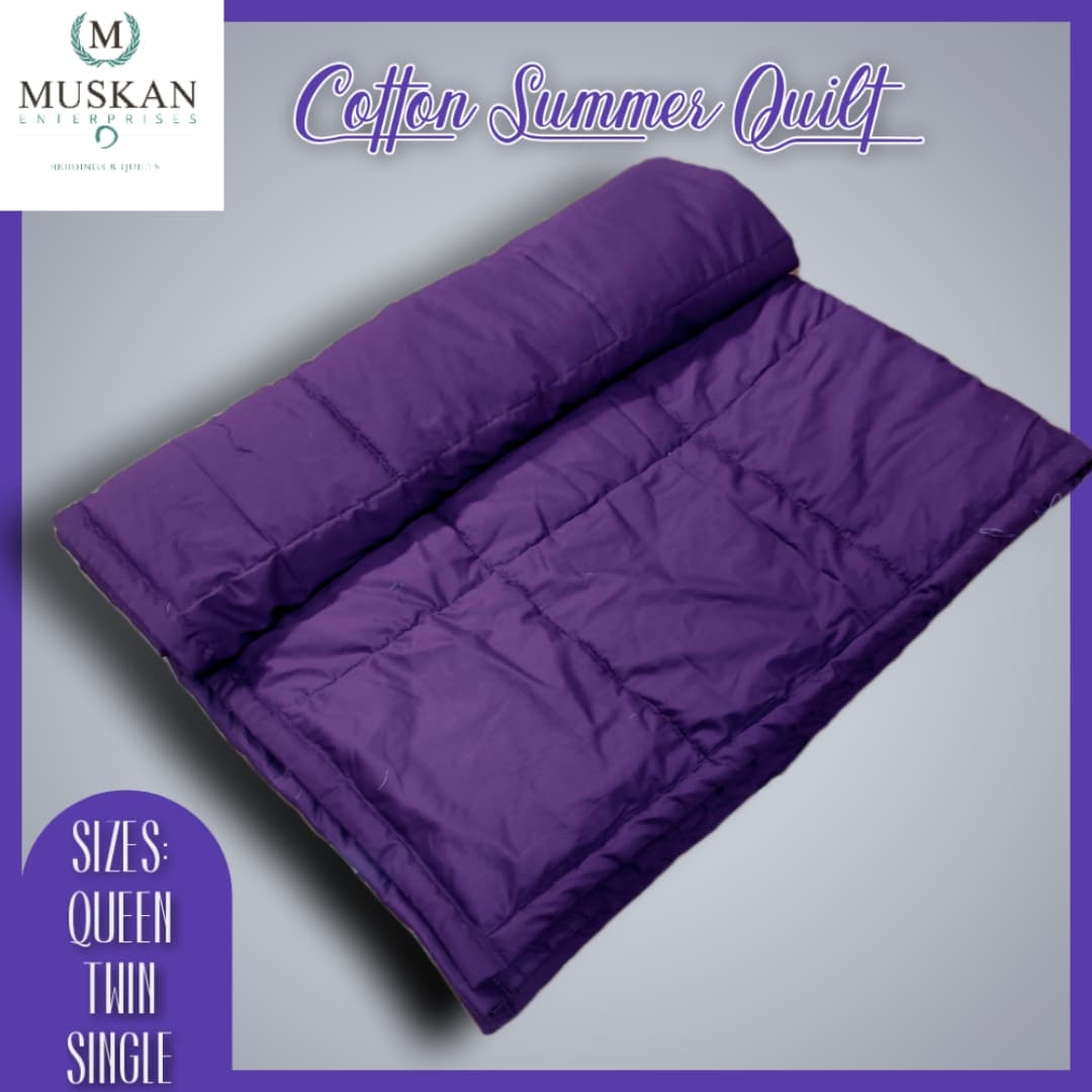 Cotton Summer Quilt - Fiber Filled - Purple & Single