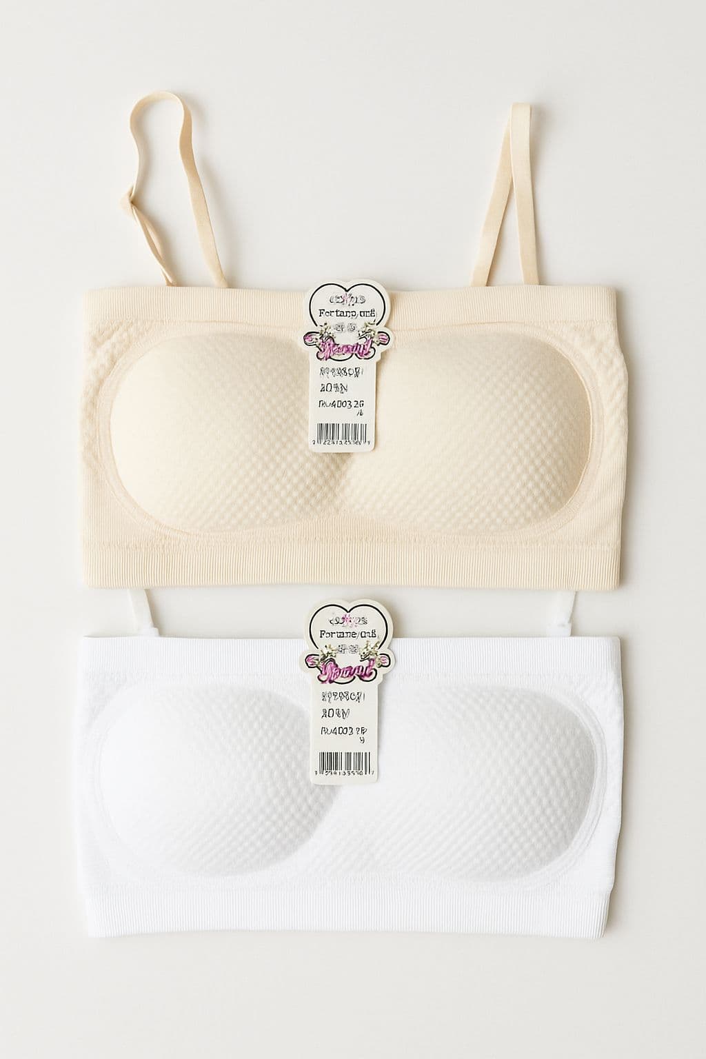 2pcs Cotton Tube Bra With Adjustable Strap - One size