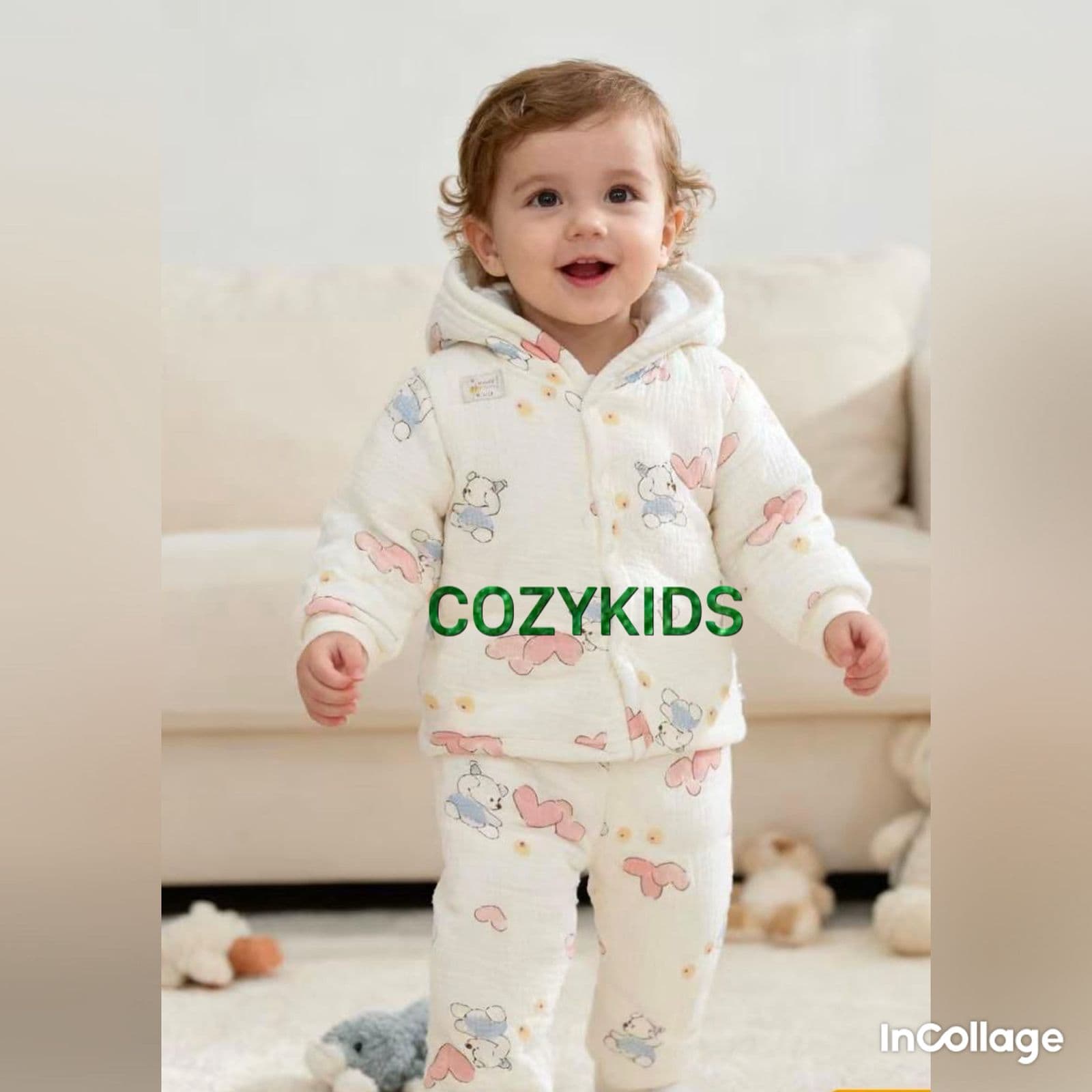Kid Muslin Cotton Unisex Winter 2 Piece set - Multicolor