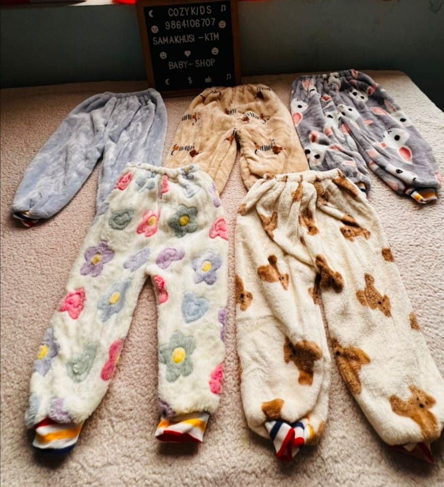Baby Winter Soft & Warm Velvet Surwal 3 Pcs Set - Multicolor