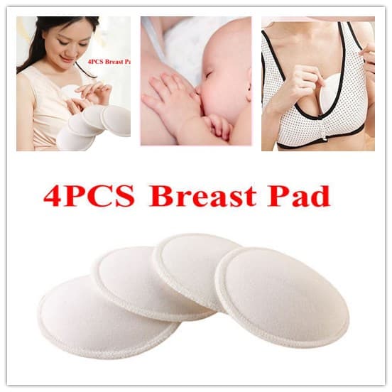 Washable Maternity Reusable Breast Pads 4 Pcs Set - White