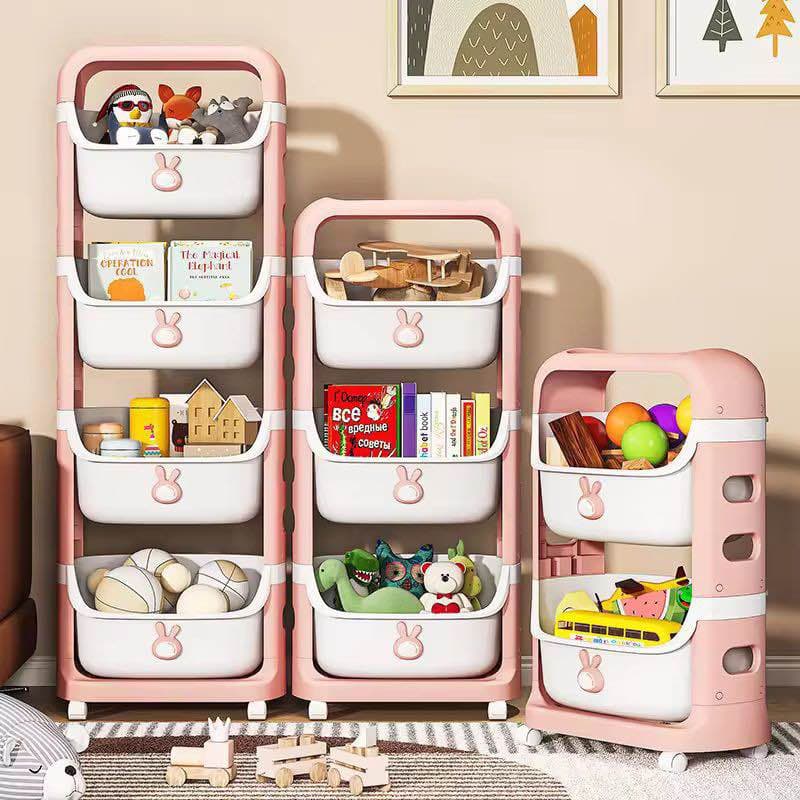 4-Layer Kids Storage Rack with Wheels