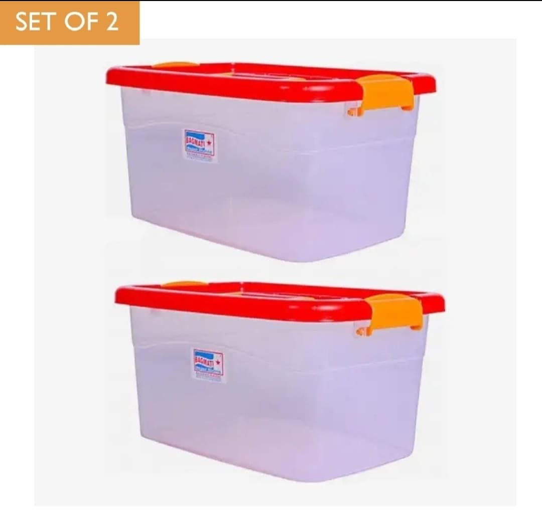 2 Piecs Plastic Multipurpose Storage Container Box With Lock /Smart Box - Multicolor