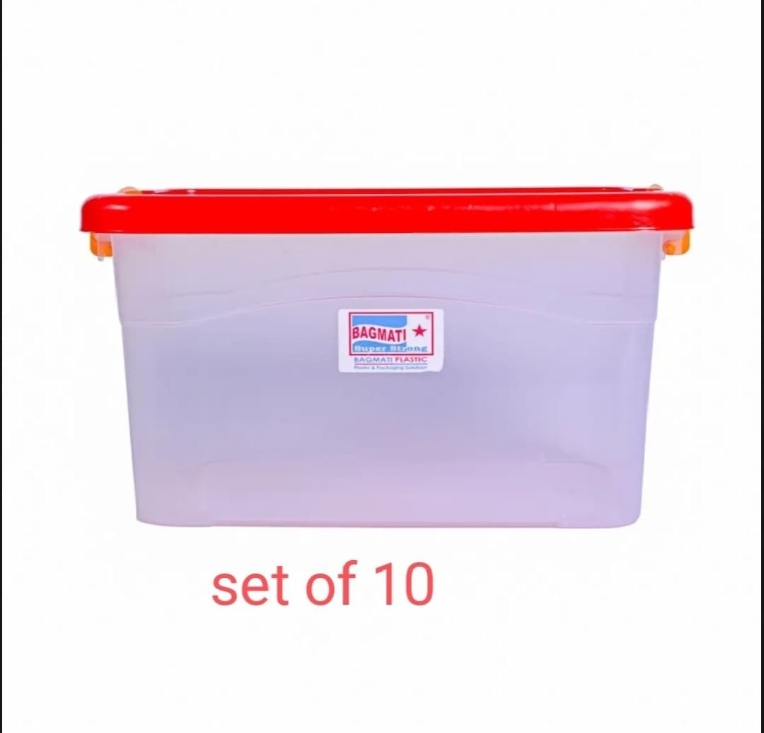 10 Piecs Plastic Multipurpose Storage Container Box With Lock /Smart Box - Red