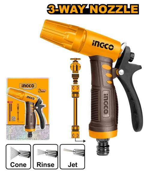 Ingco 3Way Plastic Trigger Nozzle Hwsg032 - Multicolor
