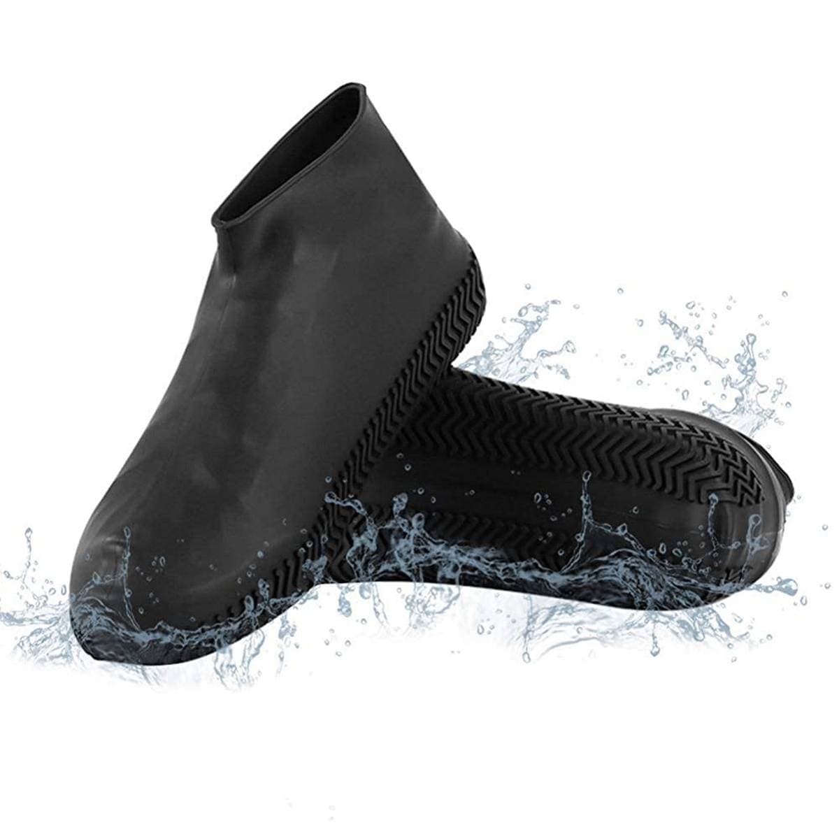Silicon Gel Waterproof Reusable Shoe Cover Anti Slip - Black (L)