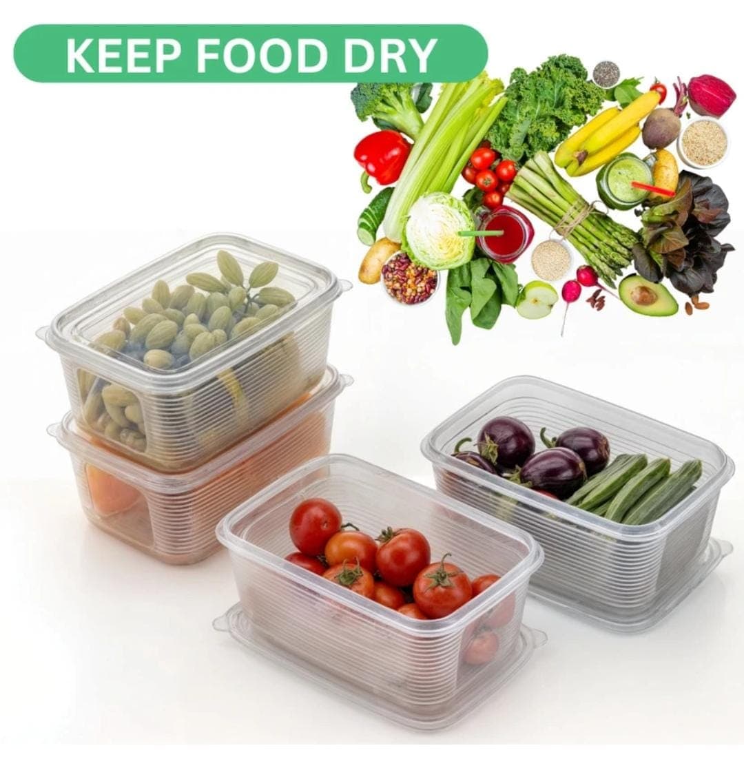 Pack of 4 Fridge Storage Boxes – 1800ml Stackable Containers with Lids