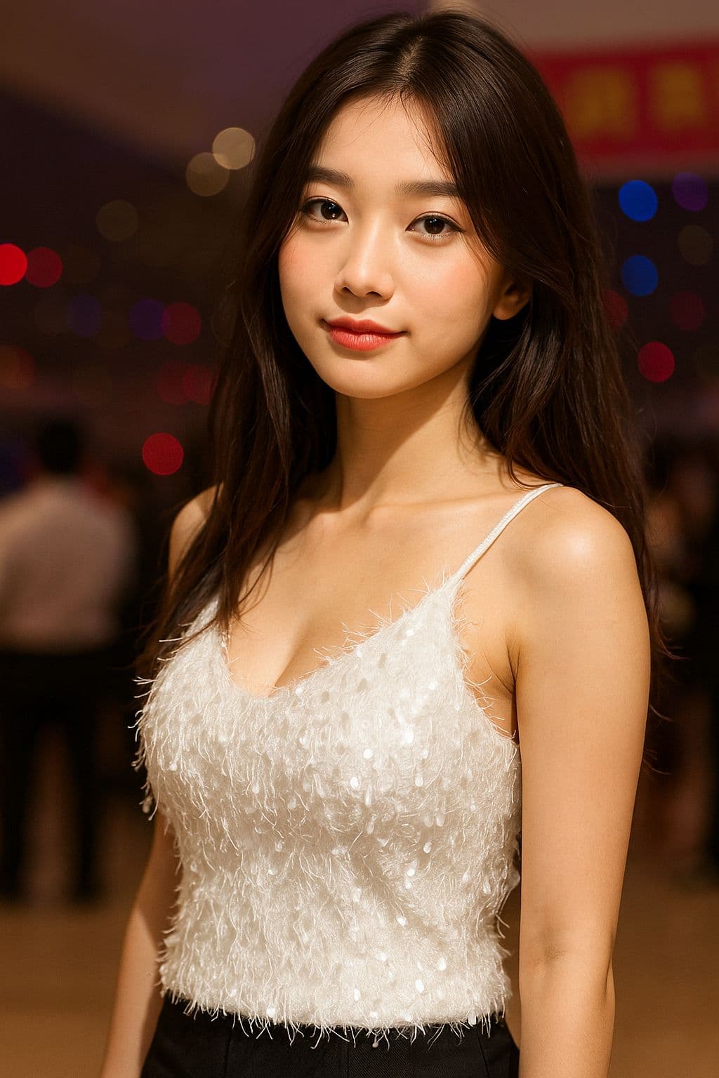 Shiny Sequin Camisole Spaghetti Strap Tank Top for Women