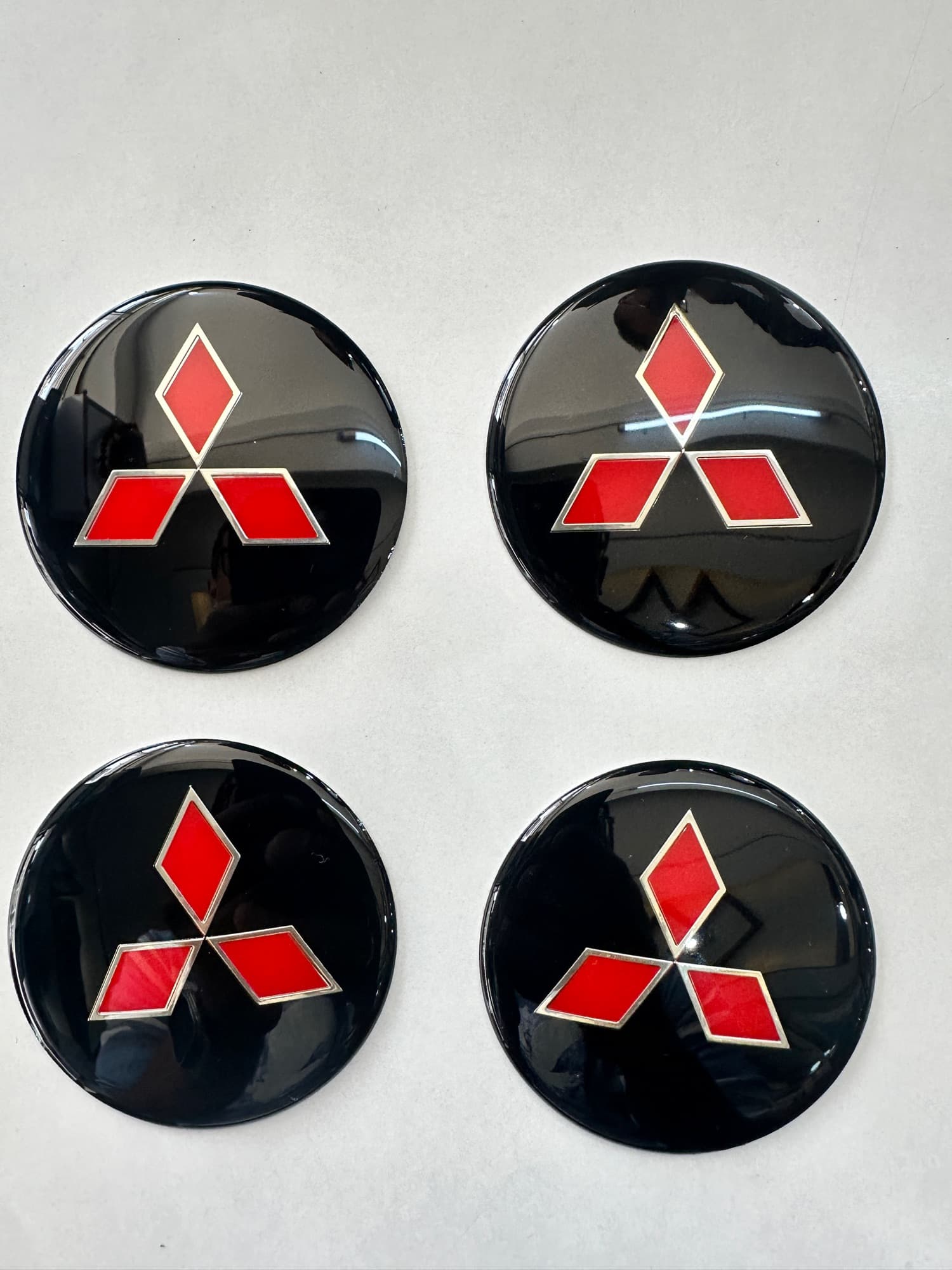 Mitsubishi Logo Alloy Wheel Cap Sticker - 4 Pcs