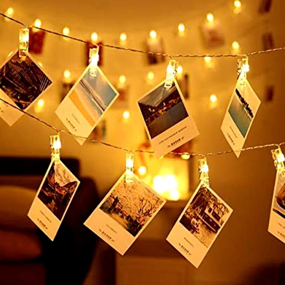 20-Clip LED Fairy Photo String Lights for Room & Party Decor - White